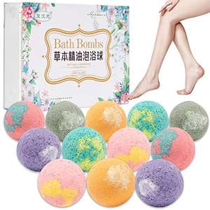 12 Bombas de Baño Efervescentes con Aceites Esenciales, Baño de Burbujas Natural y vegano