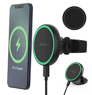 15W Cargador de Coche Inalámbrico Magnético,Compatible con iPhone 13/13 Pro/13 Mini/13Pro/12/12 Pro/12 mini/12 Pro MAX，Qi Cargador Inalámbrico Magnético para Coche，Carga rapida