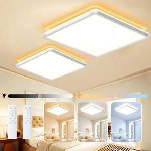 24W LED Plafon Led Techo, 3200LM Plafon de Techo Cuadrado Regulable con Mando a Distancia para Dormitorio, Cocina, Salón Balcón (2 Pack)