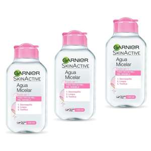 3 x Garnier Skin Active - Agua Micelar Clásica Todo en Uno, Pieles Normales, Formato Viaje, 100 ml [Unidad 0'69€]