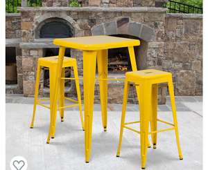 4 unidades Flash Furniture 30 "Alta sin Espalda Negro Indoor-Outdoor – Taburete de Metal con Asiento Cuadrado