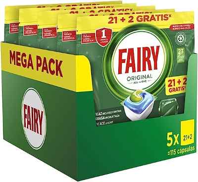 5 x 23 Cápsulas De Lavavajillas  Fairy Original Todo En Uno  normal