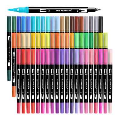 60 Rotuladores Lettering para Principiantes, Rotuladores Punta Pincel, Rotuladores Doble Punta para Colorear para Adultos Libros para Colorear…