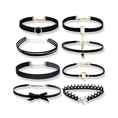 8PCS Collar Gótico, Conjunto de Collar Gargantilla, Gargantillas de Terciopelo, Collar de Gargantilla de Terciopelo, Collar de Gargantillas, Gargantilla Punk Vntage, para Niña Mujere Adolescente