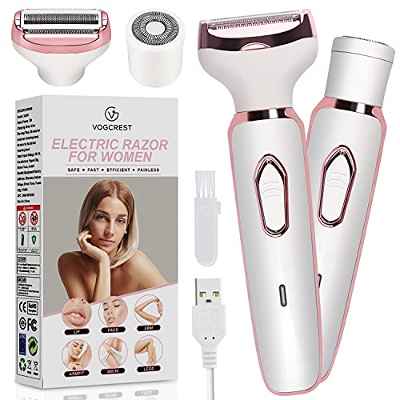 Afeitadora Mujer Eléctrica Para , Rostro, Cuerpo y Pubis . Rasuradora mujer indolora 2 en 1 con 3 cuchillas de acero inoxidable y cabezal flotante. Afeitadora femenina inalámbrica recargable.
