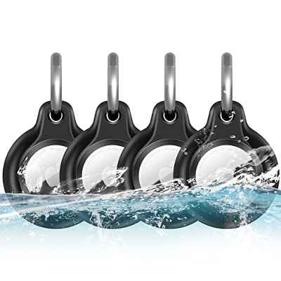 AICase 4 Pack Llavero AirTag Resistente al Agua, Protección 360º, Soporte AirTag, Funda AirTag, Funda AirTag para Bolsos, Llaves y Collar de Perro/Gato