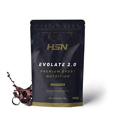 Aislado de Proteína de Suero de HSN Evolate 2.0 | Sabor Chocolate 500 g = 16 Tomas por Envase | Whey Protein Isolate CFM + Enzimas Digestivas | No-GMO, Vegetariano, Sin Gluten ni Soja