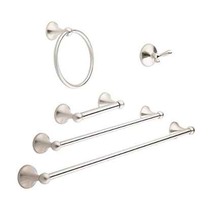 Amazon Basics AB-BR846-SN Juego de herrajes para baño, 5 piezas, níquel satinado
