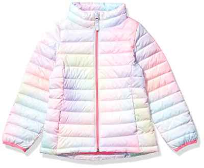 Amazon Essentials Chaqueta Acolchada con Cuello Levantado, Plegable, Ligera y Resistente al Agua Niña, Rosa, Degradado, 10 años