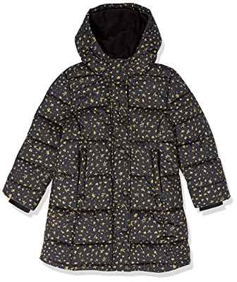 Amazon Essentials Chaqueta Larga, Gruesa y Acolchada con Capucha Niña, Negro, Estrellas, 3 años
