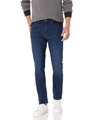 Amazon Essentials Pantalón Vaquero Elástico de Ajuste Ceñido Cómodo (Previamente Goodthreads) Hombre, Añil Enarenado, 42W / 32L