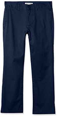 Amazon Essentials Pantalones Chinos Caqui de Uniforme con Corte Recto y Parte Delantera Plana Niño, Azul Marino, 9 años