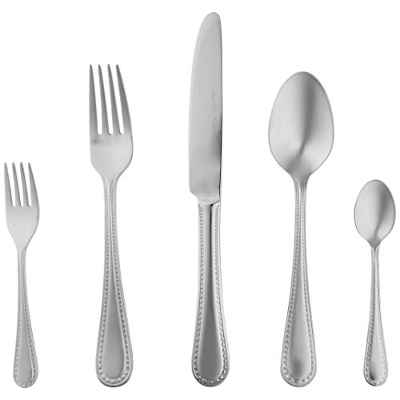 AmazonBasics - Juego de cubertería de acero inoxidable de 20 piezas con borde perlado, servicio para 4