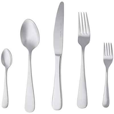 AmazonBasics - Juego de cubertería de acero inoxidable de 20 piezas con borde redondeado, servicio para 4