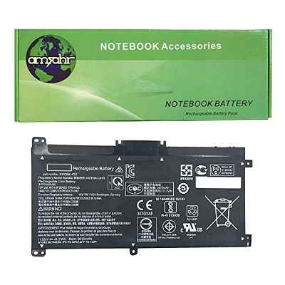 Amsahr BK03XL-05 - Batería de reemplazo para HP BK03XL, HP 916366-541, HP 916811-855, HP HSTNN-UB7, GHp TPN-W125 (Incluye Mini ratón óptico) Color Gris