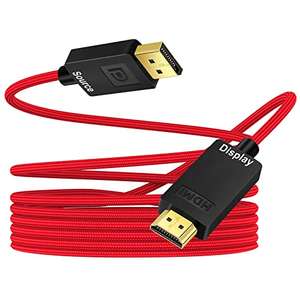 ANNNWZZD DisplayPort a HDMI, Cable Display Port a HDMI 4K UHD Cable DP a HDMI para PC, HDTV, Monitor, Rojo, 2M