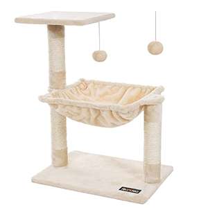 Árbol para Gatos Rascador con Nido Cuadrado Bola de Juego 70 cm Color Beige