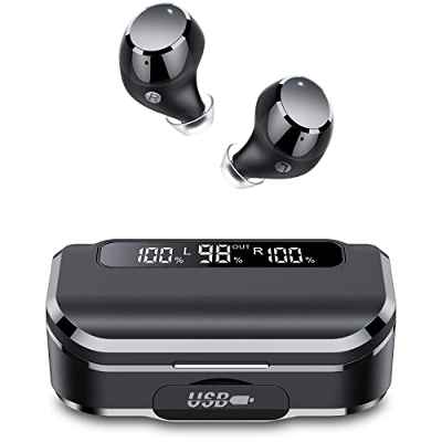 Auriculares Inalámbricos, Lekaby Auriculares Bluetooth 5.1 HiFi Estéreo, In-Ear Auriculares con Mic Reducción de Ruido, Cascos Inalambricos con Control Táctil, Pantalla LED, Reproducci 100 Hrs