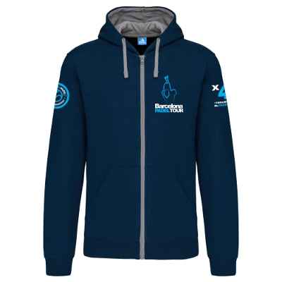 Barcelona Padel Tour - Sudadera con Capucha y Cremallera con Logo Hombre - Chaqueta de Deporte con Estampación de Pádel - Ropa Deportiva de Algodón L