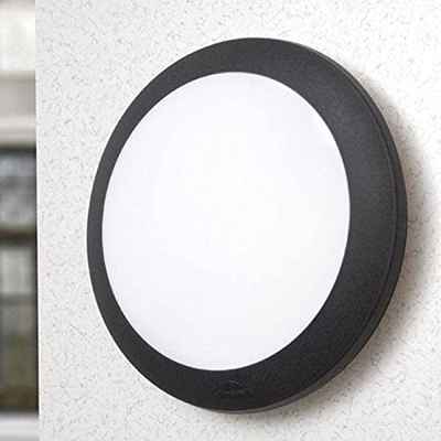 BarcelonaLED Plafón Estanco IP66 de Techo o Pared Fumagalli Aplique Exterior/Interior Redondo(diámetro 35cm) Negro Resina Impermeable con 2 Casquillos E27 para Terraza Jardín Patio Trasero Balcón