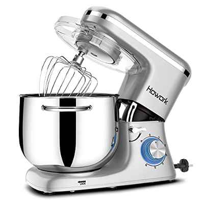 Batidora Amasadora, Howork 1500W 6 Niveles de Velocidad Amasadora de Bajo Ruido para Repostería, Robot de Cocina Automática Multifuncional, 8 litros capacidad Amasadora