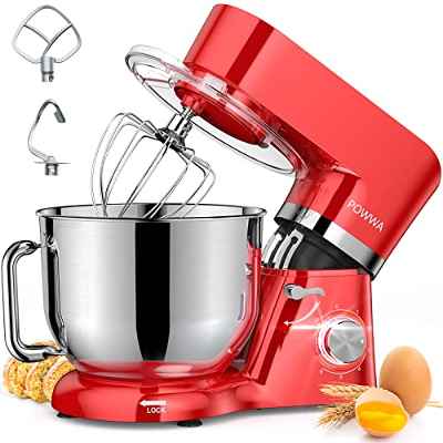 Batidora Amasadora, POWWA Amasadora de Pan Repostería 1500W, 6 Velocidades con Pulso, Potente y Bajo Ruido, Robot de Cocina Amasador Multifuncional, Bol de Acero Inoxidable 6.2 L Capacidad-Azul