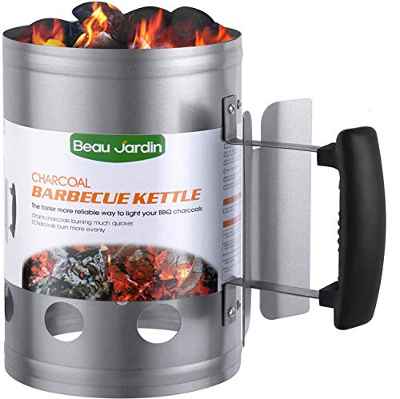 BEAU JARDIN Encendedor de carbón para barbacoa Para encender la parrilla Arrancador Chimenea Chimenea de 28 x 18 cm Plata Chimenea de encendido Chimenea de encendido Parrilla de barbacoa Encendedor