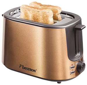 Bestron Copper Collection Tostadora para 2 Rebanadas, 1000 W Depósito para Migas y Rejilla para Panecillos, Acero Inoxidable