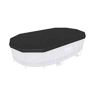 Bestway Abdeckplane 418x230 cm, Grau, für Oval Pool 424x250x100 cm Flowclear-Lona Protectora de PVC (418 x 230 cm, para Piscina Ovalada Power Steel 424 x 250 x 100 cm), Color Gris