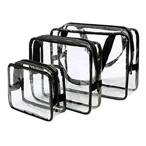 Bolsas de Aseo Transparente Neceseres de Viaje Unisexo Bolsa de Cosmético Neceser PVC Impermeable Organizador de Viaje - 3-Pcs
