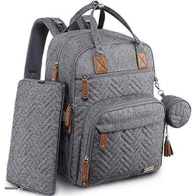 Bolso Cambiador para Bebés iniuniu, Mochilas para Pañales con Bolsa para el Pañal para Cochecito, Esterilla para Cambiar Lavable, Estuche para Chupetes, para Mamá y Papá, Negro