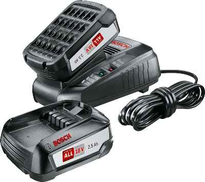 Bosch - Set básico de 2 baterías de 18 V y 2.5 Ah con cargador rápido compacto AL 1830 CV