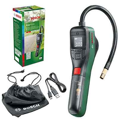 Bosh bomba de aire bicicleta / compresor de aire a batería EasyPump (batería de 3,0 Ah, 3,6 voltios, función de parada automática, 150 psi, 10,3 bar, LED, recargable mediante cable USB-C, en caja)