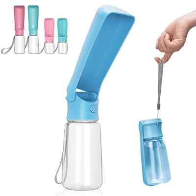 Botellas de Agua para Perros Plegable - 550ml Botella de Agua portátil de Viaje para Perros de | Botella de Agua para Mascotas para Perros y Gatos Caminar al Aire Libre Senderismo Viajes（Azul Cielo）