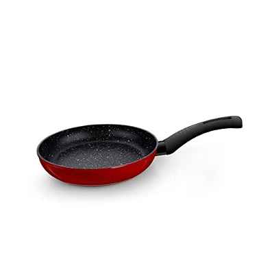 BRA Titanio NONSTICK-Sartén Aluminio Forjado 24cm, Antiadherente tricapa sin PFOA, Apta para Todo Tipo de Cocina e inducción, roja, Negro/Rojo