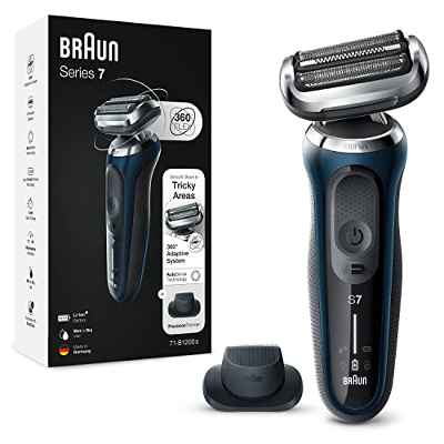 Braun Series 7 71-B1200s Afeitadora Eléctrica Hombre Con Recortadora De Precisión EasyClick, 360° Flex, Uso En Seco Y En Mojado, Recargable, Inalámbrica, Azul