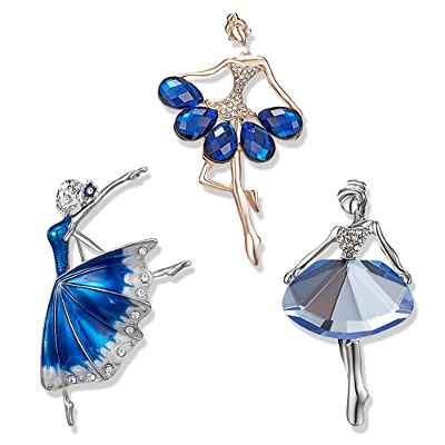 Broche para Mujer, 3 Piezas Broches de Bailarina Broche Retro de Diamantes de Imitación Broche de Ballet para Mujeres Niñas Vestido Ropa Boda Fiesta Cumpleaños Joyería Accesorios