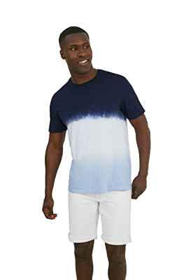 C&A Camiseta para hombre de algodón con cuello redondo, azul oscuro, L