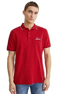 C&A Polo de algodón para hombre, rojo oscuro, L