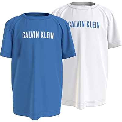 Calvin Klein 2Pk tee 409 Camisa, Electricaqua/Pvhwhite, 14-16 Years para Niños