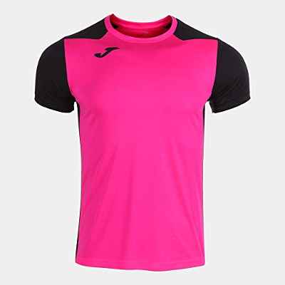 Camiseta Manga Corta Record II Rosa flúor Negro