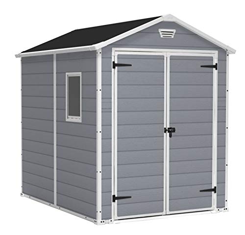 Caseta de jardín Keter exterior 6x5 pies DD, Color gris