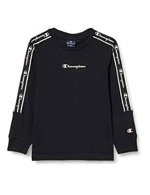 Champion American Tape-L-S Camiseta, Negro, 7-8 años niños y niñas
