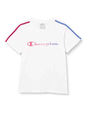 Champion Block-S-S Camiseta, Color Blanco, 11-12 Years niños y niñas