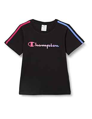 Champion Color Block-S-S Camiseta, Negro, 3-4 Años niños y niñas