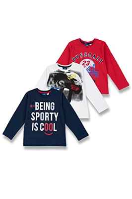 Chicco Pack Camiseta con manga larga de algodòn, Camisetas Niños, Rojo, 8 años (pack de 3)
