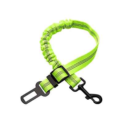 Cinturón de Seguridad para Perro, Reflectantes Ajustable Correa de Perro con Elástico y Fuerte mosquetón Perros Correa Seguridad para Perros Gatos de Todos los Tamaños (53cm-83cm Verde)