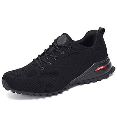 Dannto Zapatillas de Deporte Hombre Zapatos para Correr Aire Libre y Deporte Athletic Cordones Zapatillas De Running Trail Tenis Basket Respirable Gimnasio Sneakers （Negro,46