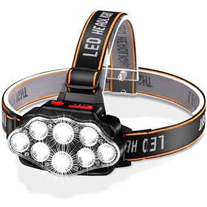 DAWINSIE Linterna Frontal LED Recargable, Alta Potencia, Cabeza con 4 Modos, Alcance de 500M, con Impermeable IPX20 para Casco, Pesca