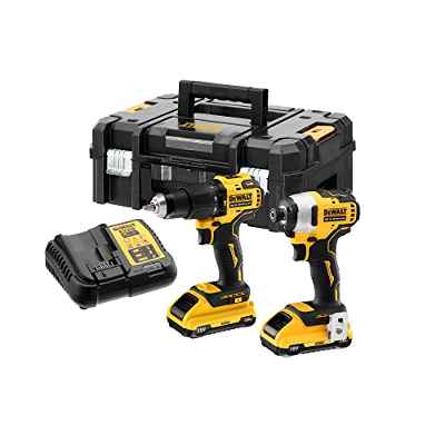 DeWalt DCK2062L2T-QW-KIT XR 18V = DCD709 Taladro Percutor + DCF809 Atornillador Impacto + 2 baterías +maletín TSTAK II, 18 V